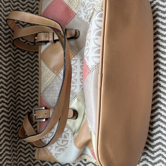 Giana Bernini Patchwork Multi - Color Leather Women's Purse HandBag Brown Beige - Picture 9 of 10